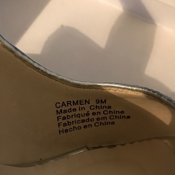 Gold and silver glittery sling heels Size 9 peep toe Wedding bridal party - Picture 6 of 7